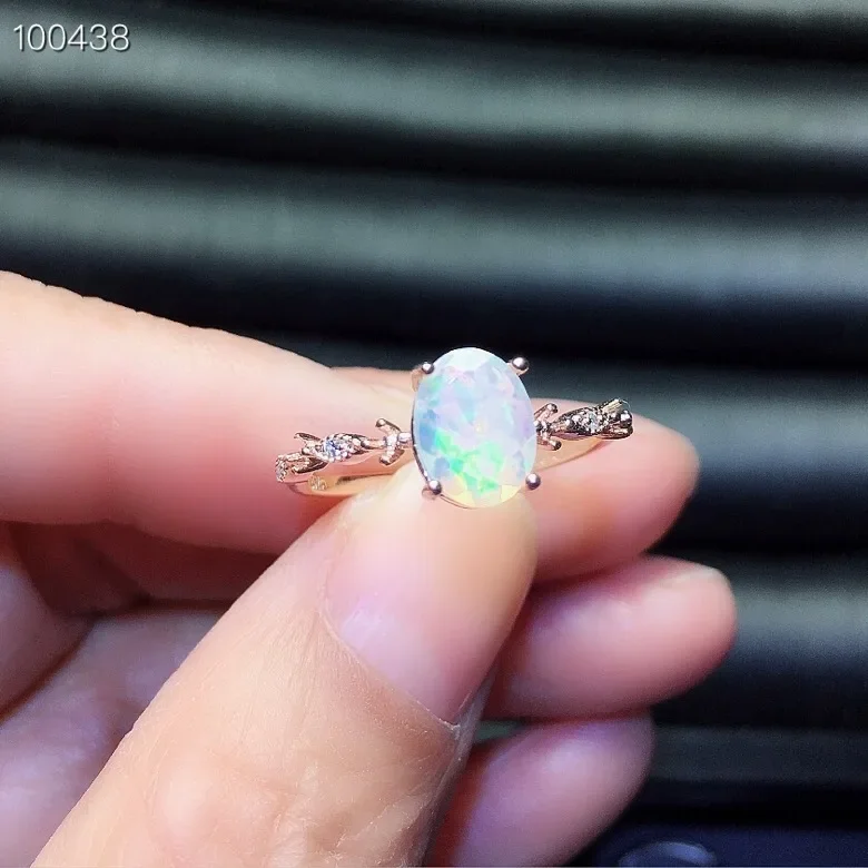 

100% натуральное кольцо с опалом 6 мм * 8 мм для повседневного ношения, ювелирные изделия из серебра 925 пробы с опалом, модное серебряное кольцо с белым опалом, подарок для женщины