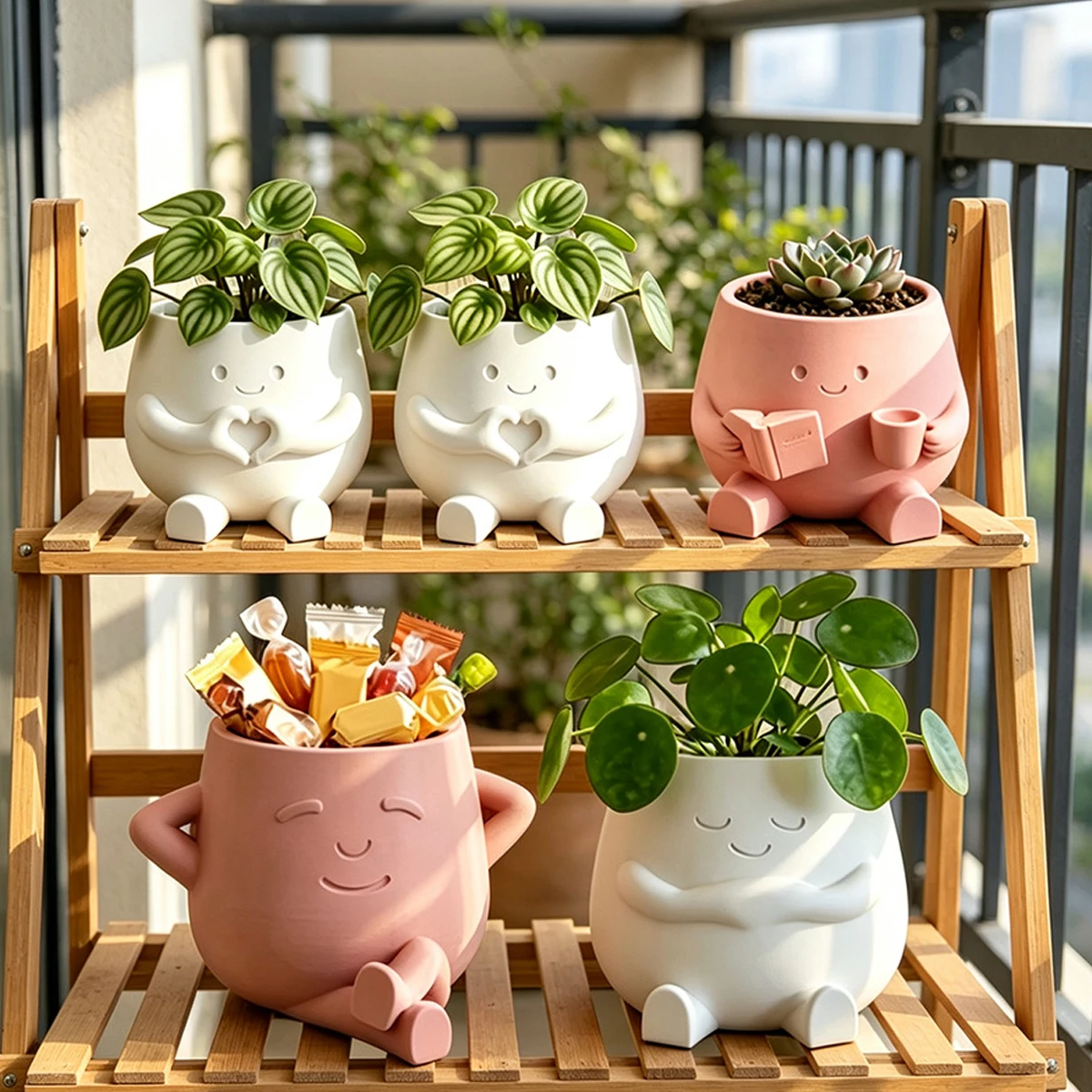 3D-printed Heartfelt Flowerpots: Plant Reader Companion Pots, Perfect for Money Plant or Succulent Plants, Desktop Pen Organizer
