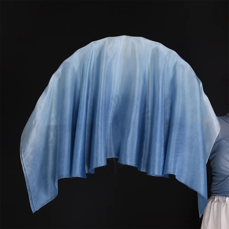 Velo de seda azul y gris de doble cara, accesorio Extra largo para danza del vientre, accesorio de disfraz fluido para actuaciones, atrezo para