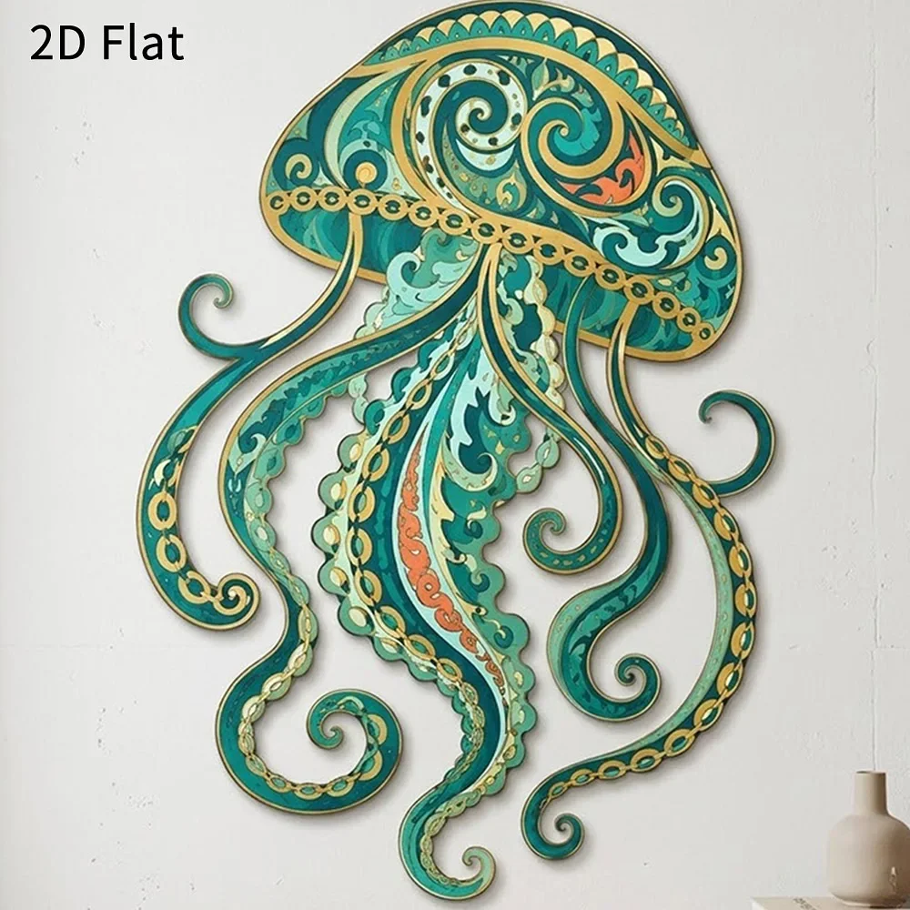 CIFBUY Jellyfish Design Iron Metal Wall Sculpture, Ocean Creature Wall Art for Bedroom Living Room Office Home Decor Gift