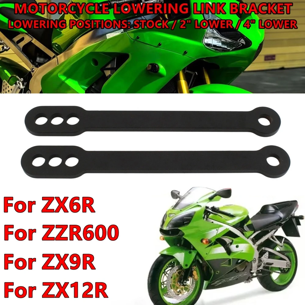 Stock / 2' Lower / 4' Lower Black Lowering Link For Kawasaki Ninja ZX 6R ZZR 600 ZX 9R ZX 12R Plate Drop Low Rider Dogbone
