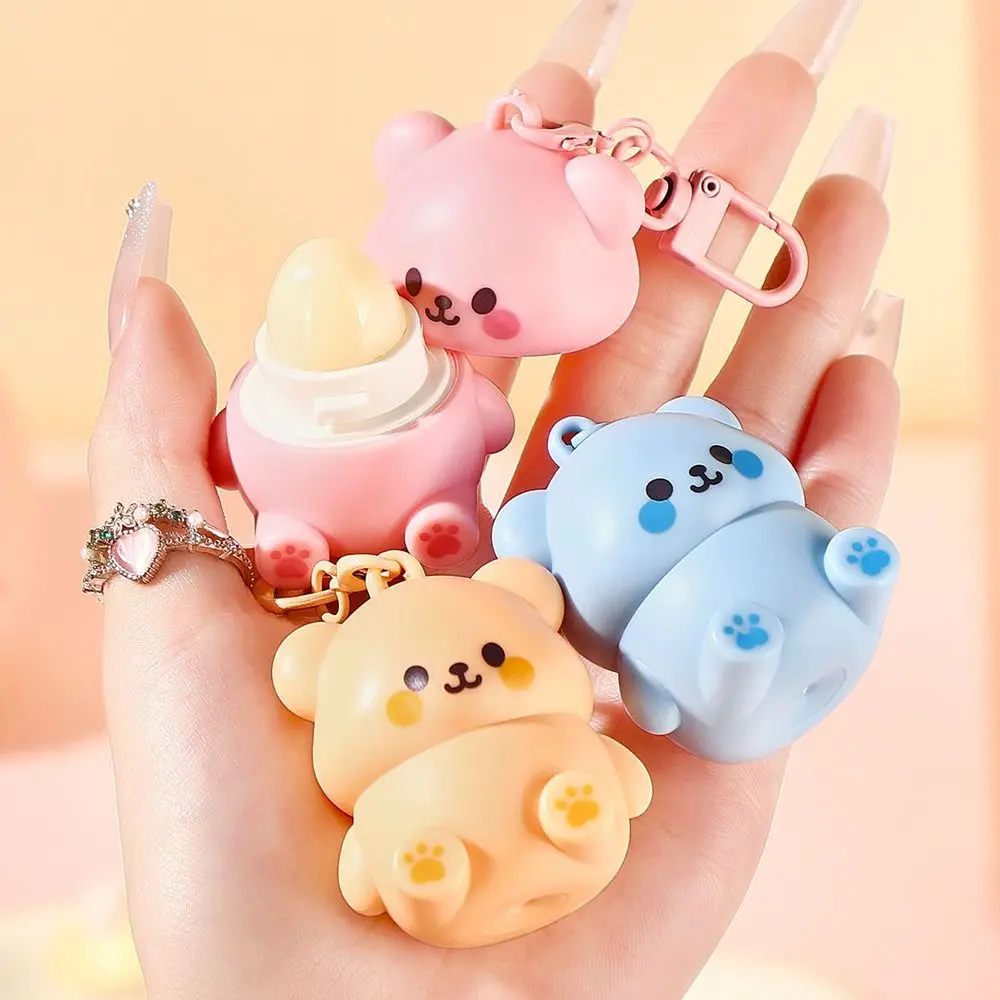 Little Bear Lip Balm For Kid Anti-dry Anti Crack Mini Lip Balm Lipstick With Keychain Decoration Winter Exfoliating Lip Balm Oil