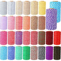 100M/Roll Cotton Bakers Twine String Cord Rope Two-color Cotton Craft Twine Home Textile Gift Packaging Christmas Wedding Decor