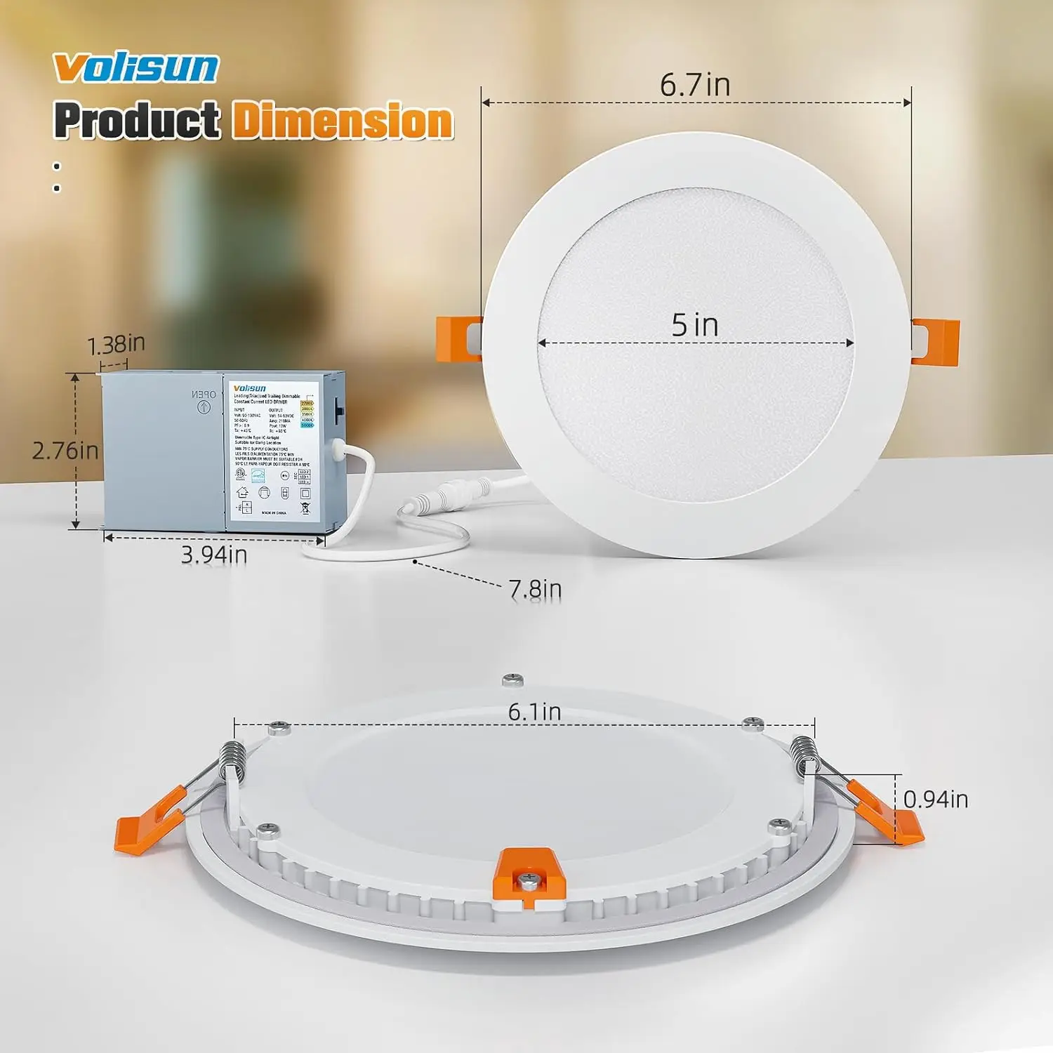 Volisun 24er Pack 6 Zoll Einbau leuchte, 5cct ultra dünne LED-Einbau leuchte mit Anschluss dose, 2700k-5000k wählbar,