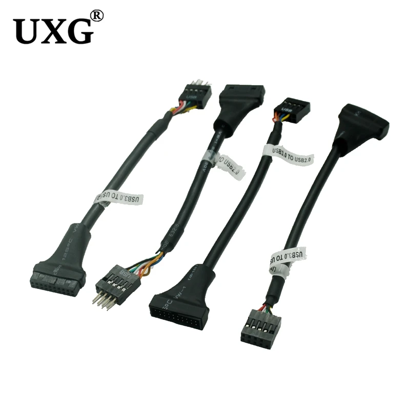 1PC Black USB 2.0 9 Pin Housing Male To Motherboard USB 3.0 20pin Female Adaptor Cable Adapter For PC Computer
