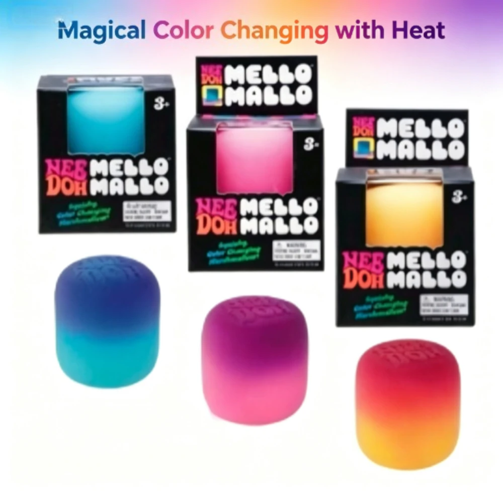 1pc Cute Color Changing Squishy Toy Soft TPR Stress Relief Toy Marshmallow Fidget Toy for Kids Office Dorm Christmas Gift