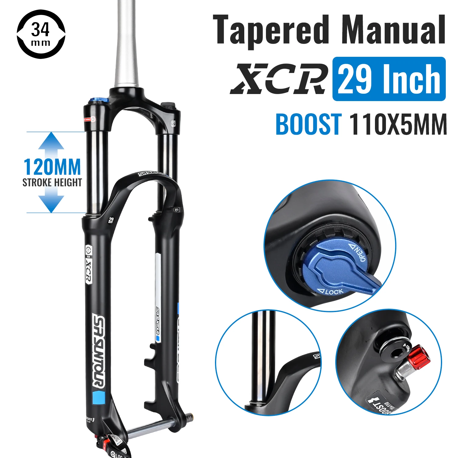 SR SUNTOUR XCR マウンテンバイク サスペンション フォーク 120mm
