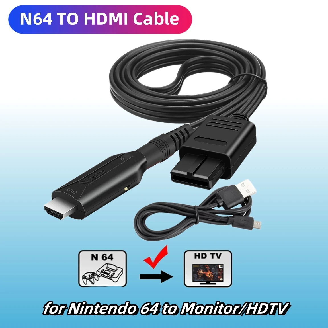 Konverter N64 ke HDMI Kabel HD Link Untuk N64/GameCube/SNES Kabel HDMI untuk Nintendo 64 1080P Konverter Nintendo 64 ke HDMI