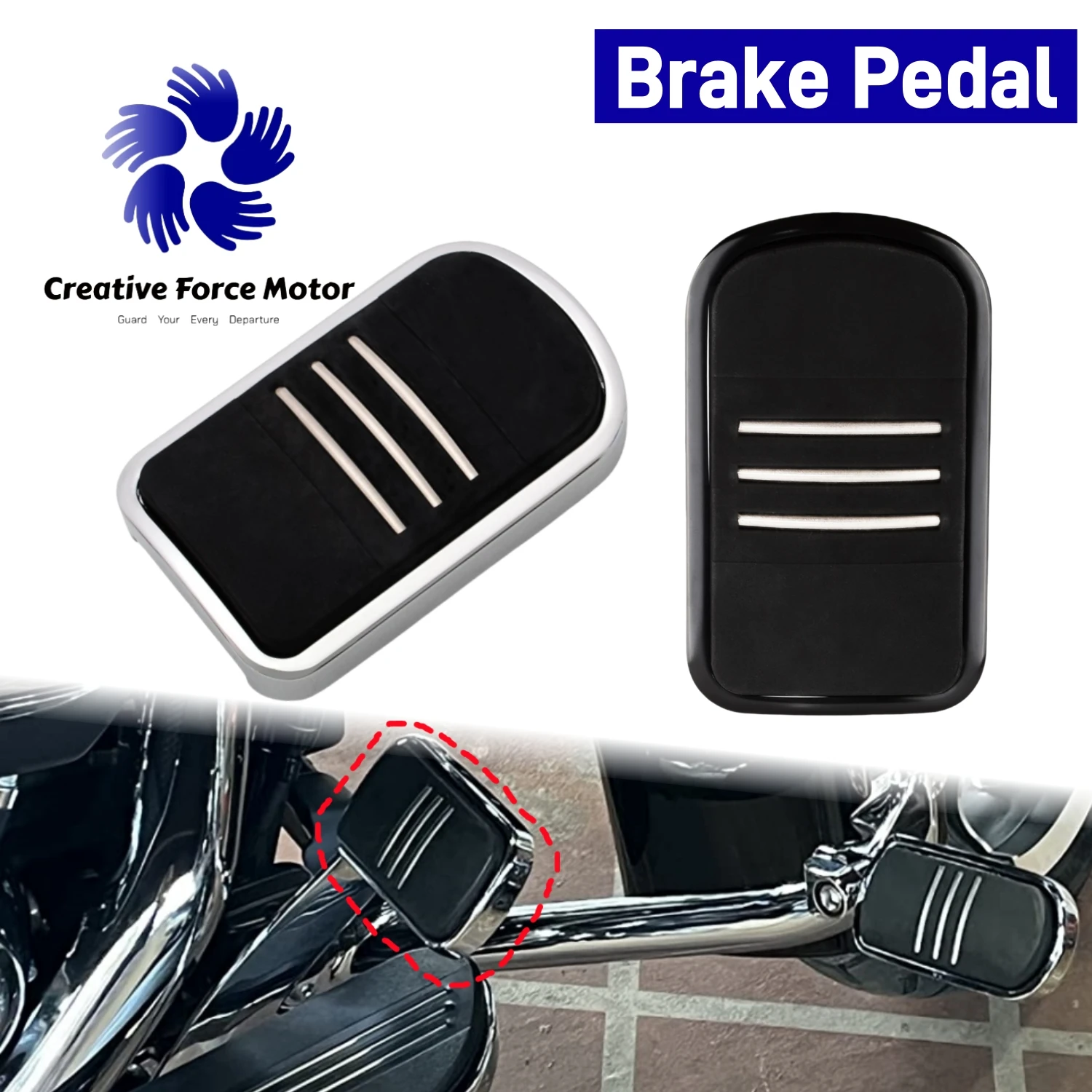 

Large Brake Pedal Pad Motorcycles Footrest Foot Pegs Cover For Harley Softail FL Dyna FLD Touring Road King Street Electra Glide