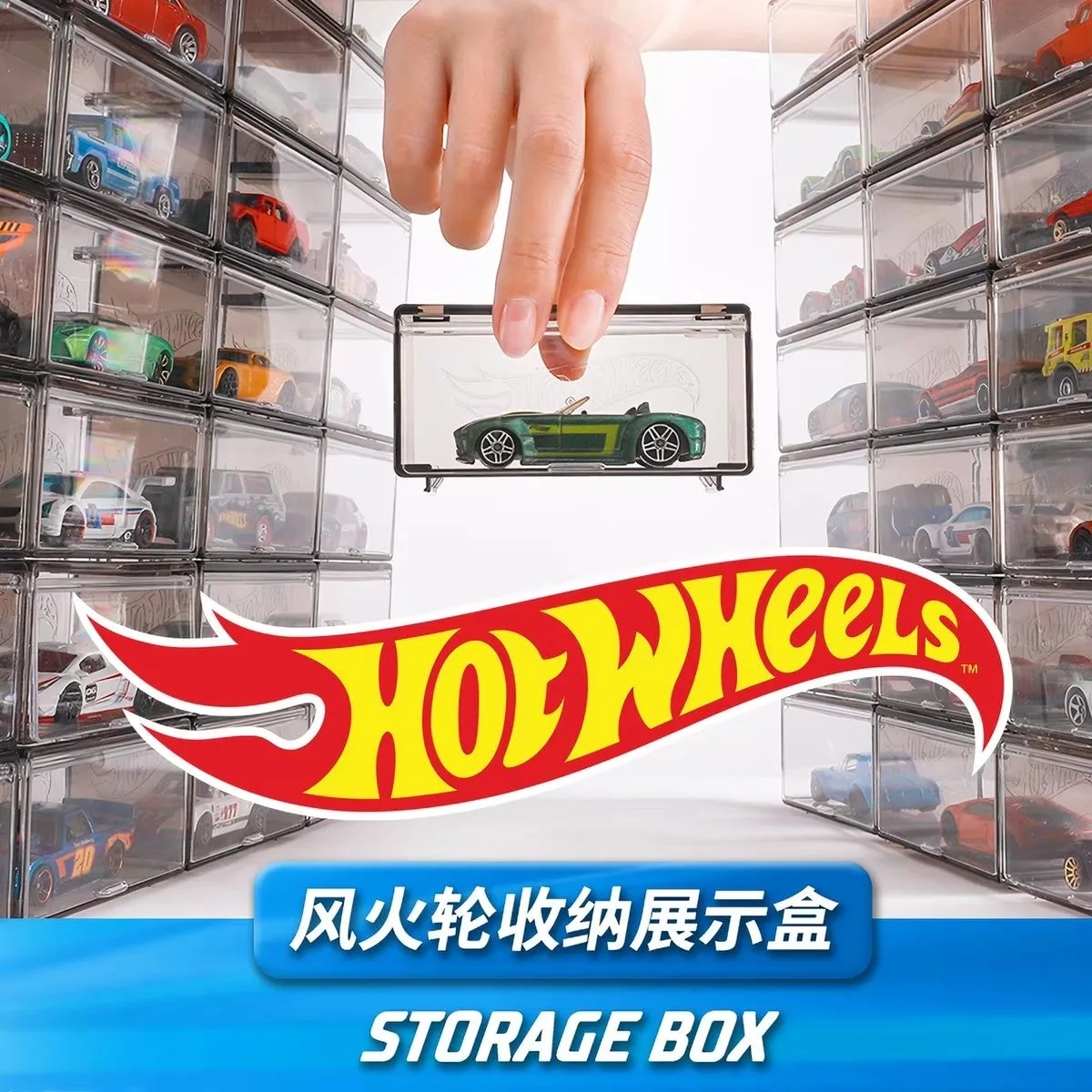 

Hot Wheels 1:64 Scale Model Car Storage Box Dust-Proof Snap-Fit Combinable Toy Car Display Case Collectible Vehicles Original