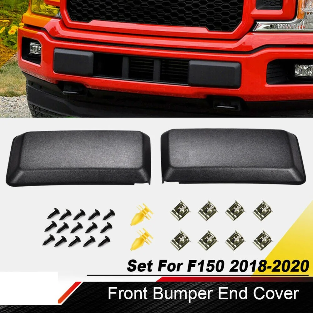 Nuevo lado izquierdo del conductor para Ford F150 F-150 2018-2020 protectores de parachoques delantero insertos almohadillas tapas finales cubierta embellecedora negro LH