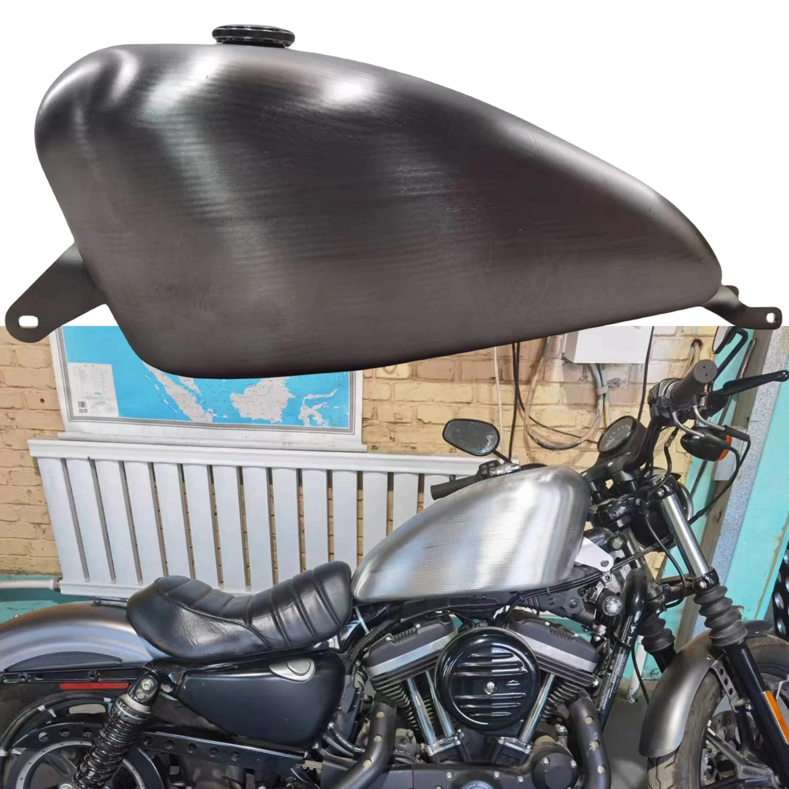 19 L Motorbike Petrol Fuel Oil Tank Box Luggage For Harley Sportster XL 1200 883 2004-2006 Carburetor Version