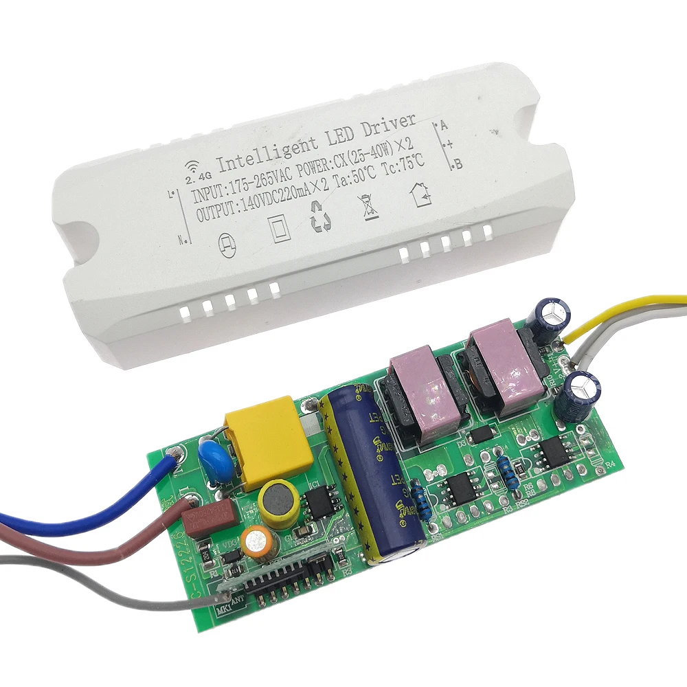 1pcs AC220V 2.4G Remote Control Intelligent LED Driver 25-40W 220mA Color Changeable Dimming Transformer