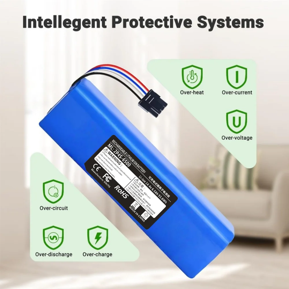 14.4V 5200mAh/6500mAh/9800mAh/12800mAh Li-ion Battery with BMS for Eufy Robovac L70 Hybrid T2190/T2190G21 INR18650 M26-4S2P