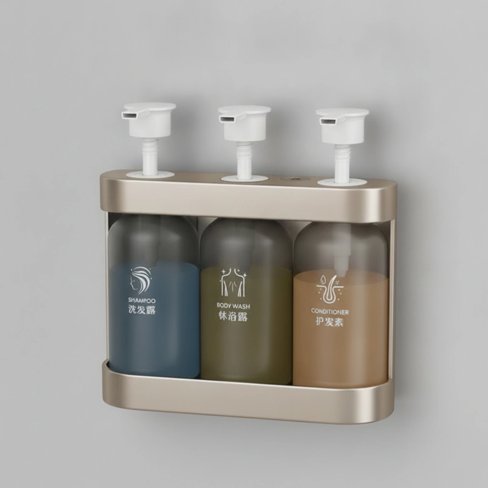 Shampoo Dispenser with Lock Lockable Refillable Shower Dispenser Space-Saving Easy-Press for Hotels, Washroom