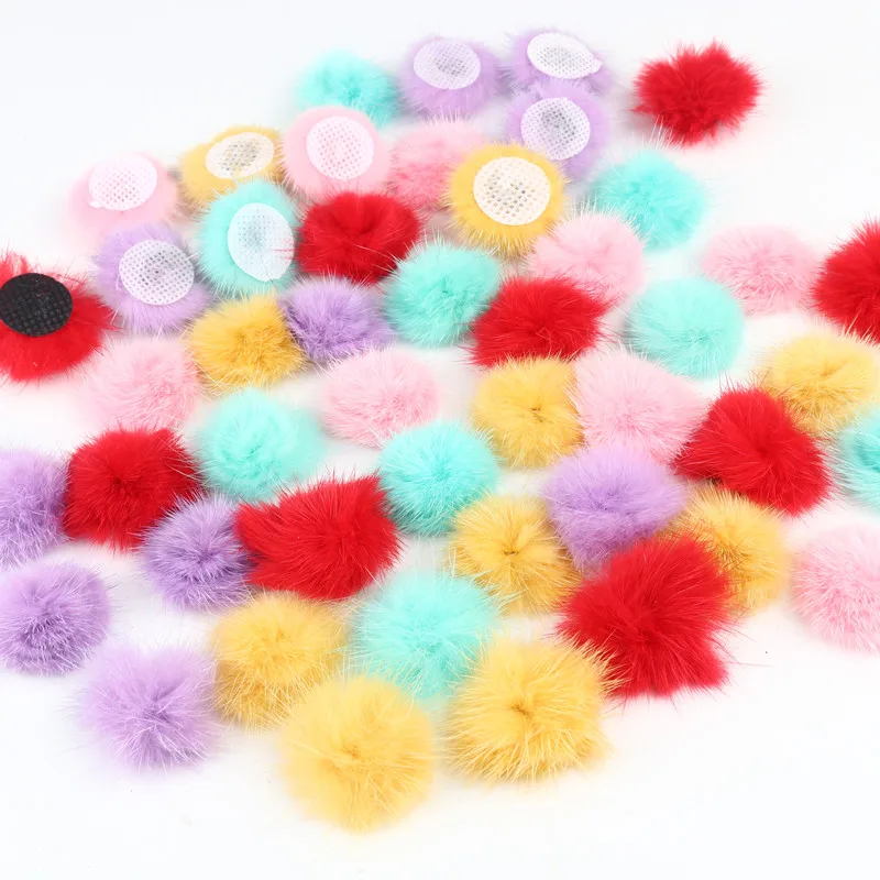2.5 Cm kolorowe pluszowa piłka rzemiosło prawdziwe pluszowe biżuteria Fox pompony puszyste brelok szpilka Diy zapasy rzemieślnicze akcesoria materiałowe