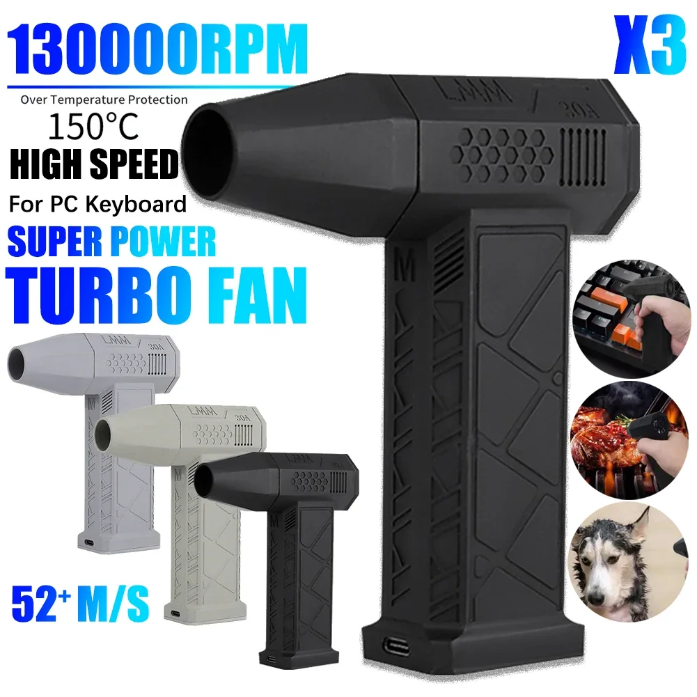 

X3 Air Blower 130000RPM Mini Turbo Jet Fan 52+M/S High Speed Duct Fan Brushless Motor Handheld Fan for Computer Keyboard Cleaner