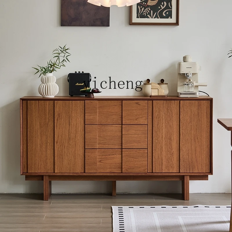 

XL medieval teak living room dining side cabinet locker retro solid wood integrated storage entrance cabinet