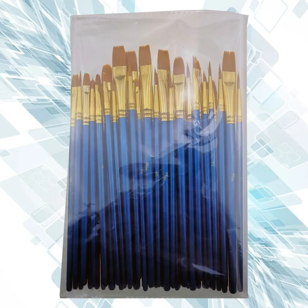 

50pcs Colored Drawing Brush Set Flat Tip For Acrylic Watercolor Oil Painting Kids Beginners Professionals Portable Art Tool