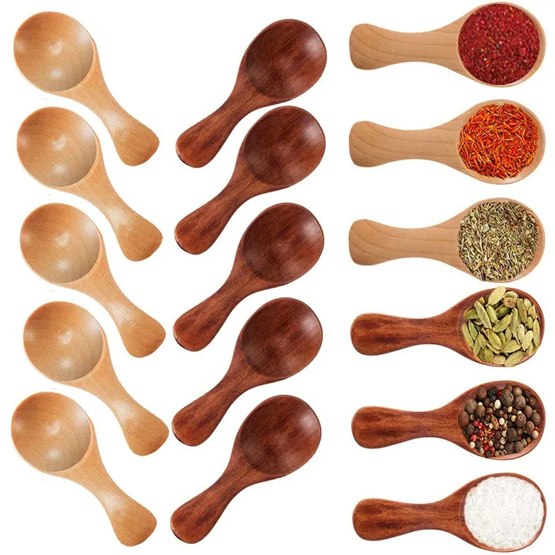 100/50/20/10pcs Kitchen Accessories Small Wooden Spoon Tea Honey Coffee Condiment Salt Sugar Spoon Baby Mini Wooden Spoon