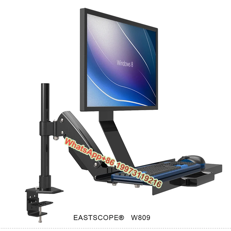 

W809 Настольное крепление с полным движением, пружинный кронштейн, компьютерный монитор, держатель для клавиатуры, подставка для сидения, рабочая станция