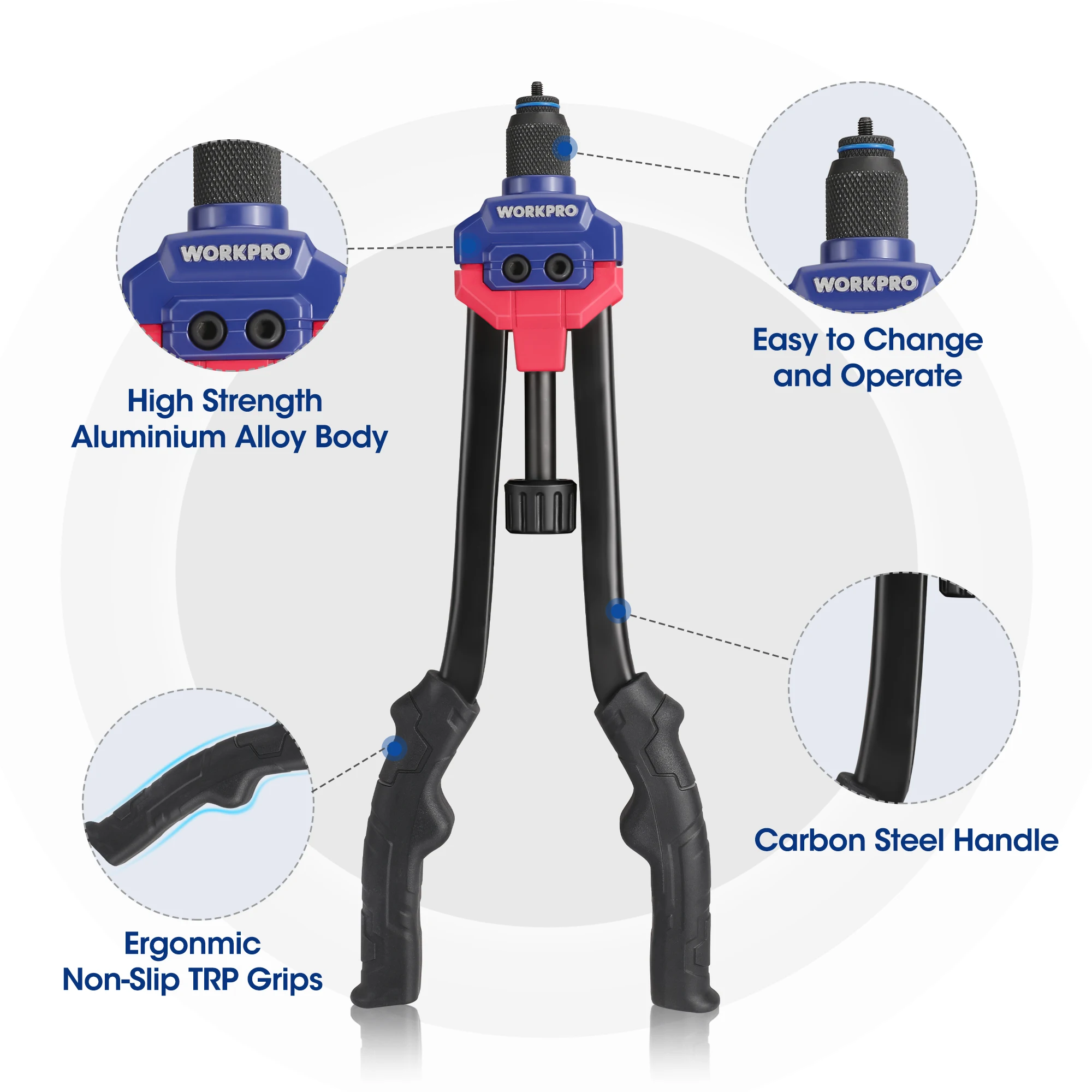 WORKPRO 16" Rivet Nut Tool with 11 Metric and SAE Mandrels, 185pcs Rivnuts Assortment Kit for Sheet Metal & Automotive Work