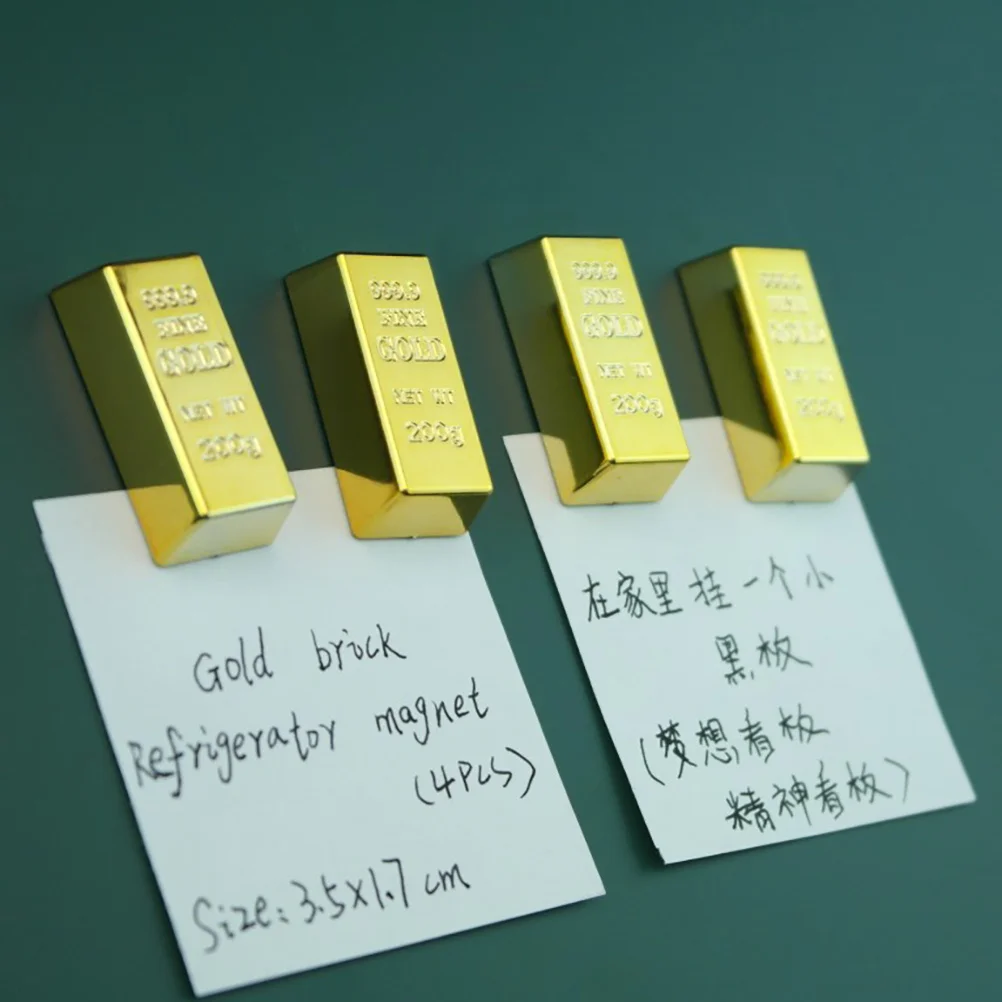 

6Pcs Gold Bar Fridge Magnets Creative Refrigerator Sticker Decorative Magnetic Locker Accessories Kitchen Decor
