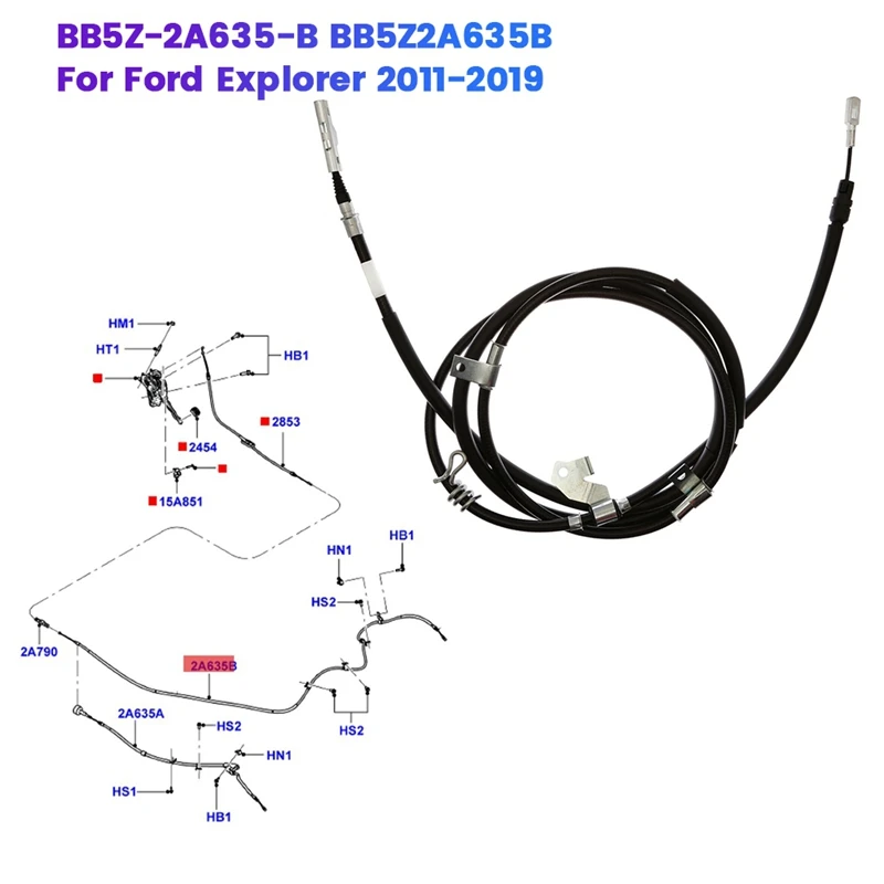 Car Right Rear Parking Emergency Brake Cable BB5Z-2A635-B For Ford Explorer 2011-2019 Handbrake Lasso Cable BB5Z2A635B