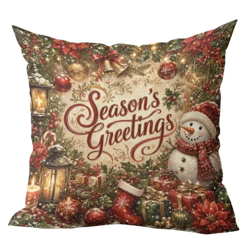 1pcs Christmas Throw Pillow Covers Vintage Xmas Tree Snowman Santa Claus Decorative Pillowcases for Home Sofa Couch