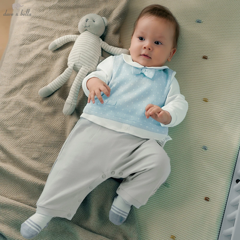 

Комбинезон Dave Bella для малышей, осенне-весенний комбинезон для мальчиков, нежный хлопковый комбинезон с длинными рукавами для детей 3-24 месяцев, Creeper DB3252994