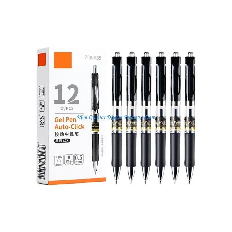 U2JE Ergonomic Handle Retractable Gel Pen 0.5MM Quick Drying for Daily Note Taking