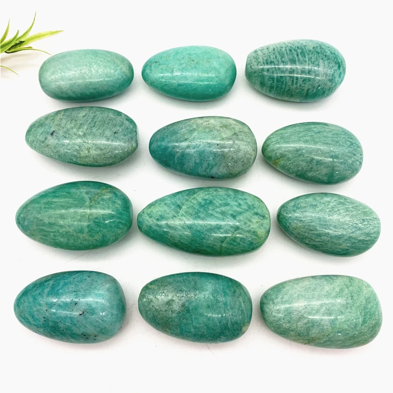 Drop shipping 1PC Raw Natural Amazonite Stone Crystal Palm Play Stone Healing Crystals Decorative Natural Stones and crystals