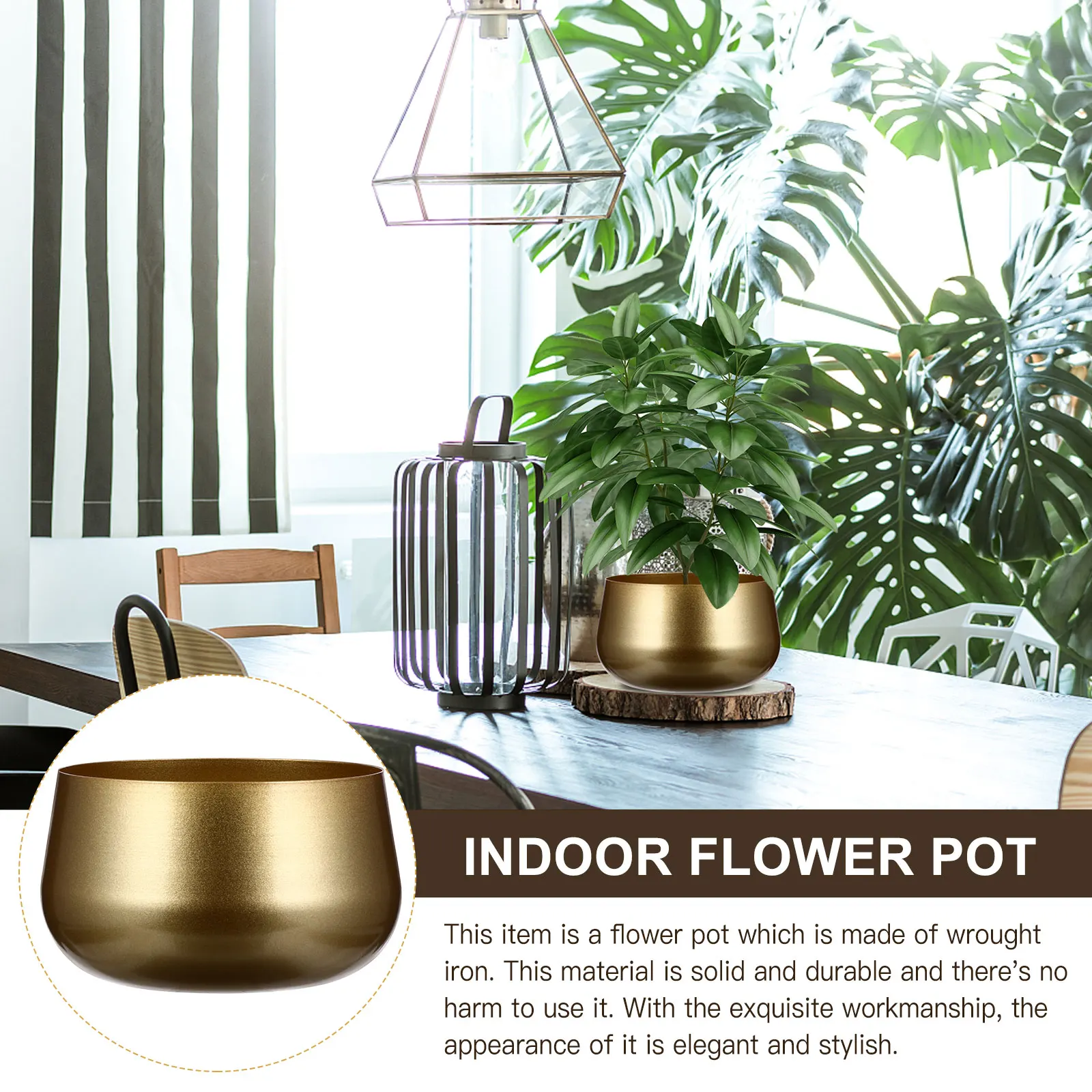 

Iron Vase Flower Pot Wrought Planter Tree Trunk Standing Indoor Decorative Container Home Office Garden Plant Cactus