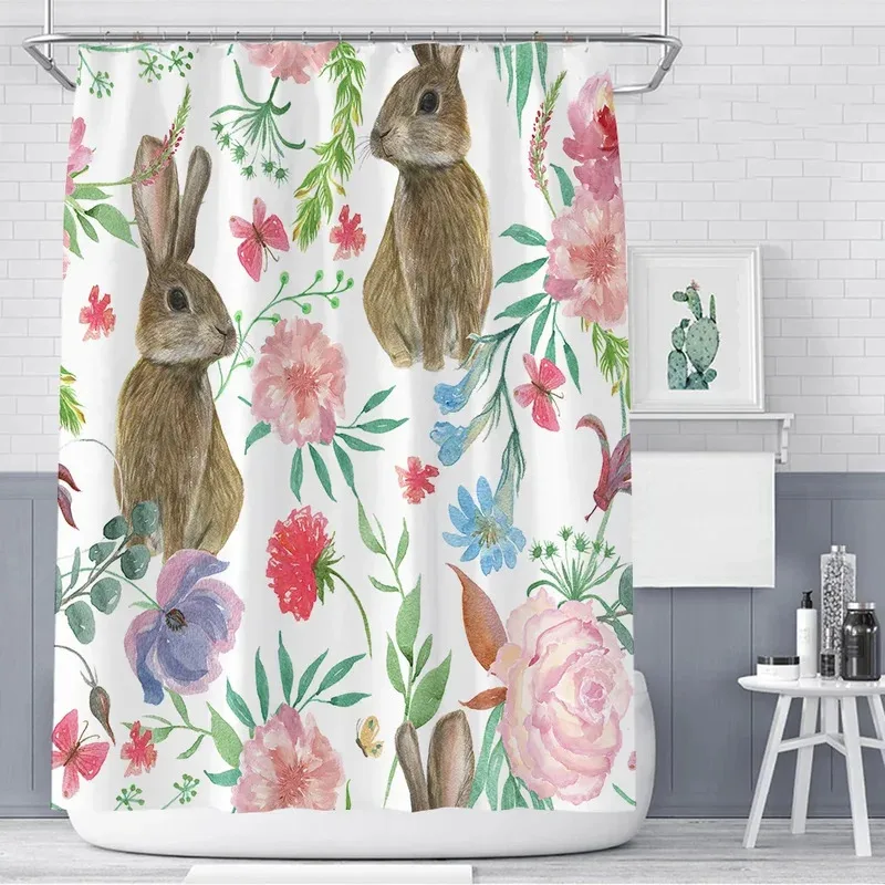 

ZYQ01Easter Rabbit Eggs Shower Curtain Pastel Spring Colorful Home Bathtubs Bathroom Curtains Decoration Sets Hooks Washable6Bn%
