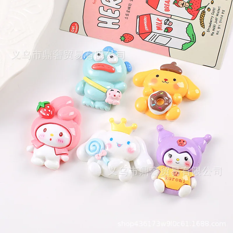 2pcs miniso sanrio hangyodon resin flatback cabochons for diy jewelry making cartoon handmade crafts materials