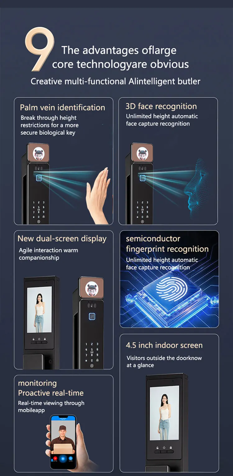 STLF Tuya 3d Smart Door Lock  AI Voice Interaction Fully Automatic Electronic Digital Biometric Fingerprint Smart Locks