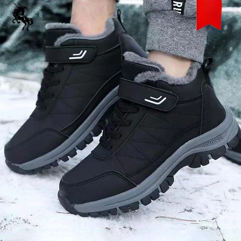 

Men's Winter Fce Lined Snow Boots Outdoor Climbing Work Casual Warm oes round Toe Thi Bot Rubber Sole Color