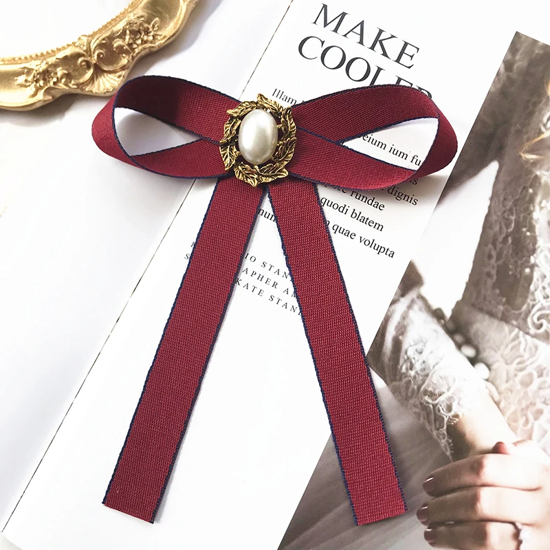 British Korean Girl Bow Tie Solid Color Shirt College Style All-match Sweet Temperament Bow Small Collar Flower Accessories