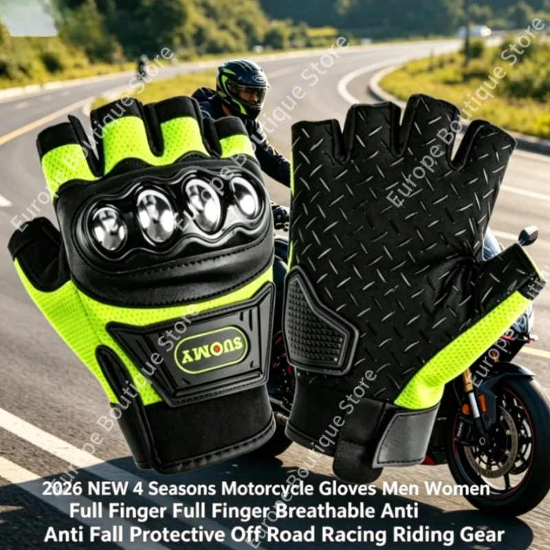 

2026NEW Men Women 4 Seasons Full Finger Motorcycle Gloves Breathable Anti Fall Protective Off Road Racing Riding Protective Gear