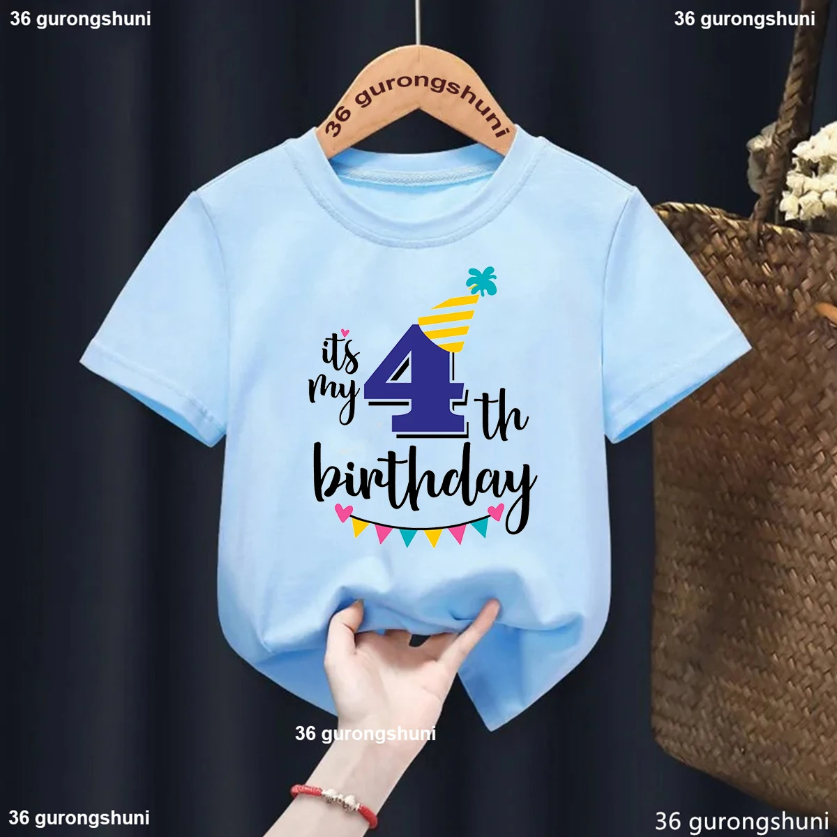 Funny It Is My 3nd/4th/5th/6th Birthday Graphic Print T Shirt Girls/Boys Kawaii Kids Clothes Blue/Gray Tshirt Summer T-Shirt