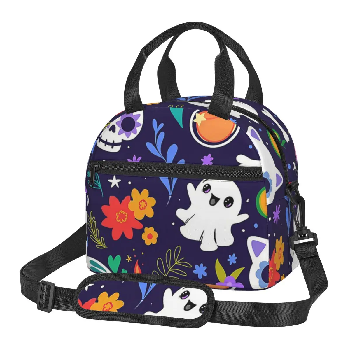 Day Of The Dead Pattern Colorful Lunch Bags Insulated Bento Box Waterproof Lunch Tote Picnic Bags Thermal Bag for Woman Office