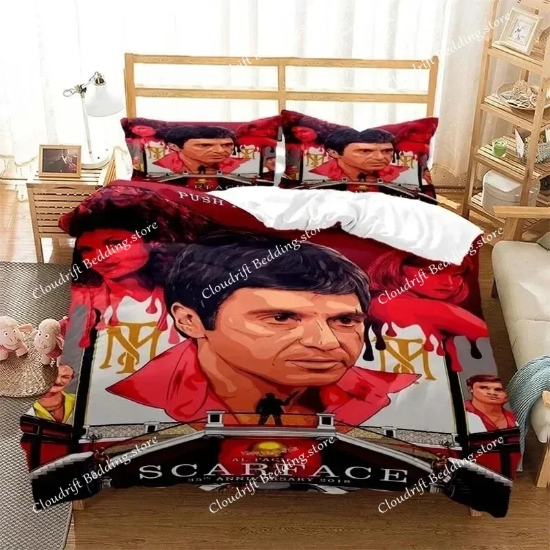 

Tony Montana Scarfaces Bedding Set Boys Girls Twin Queen Size Duvet Cover Pillowcase Bed Boys Adult Home Textileextile