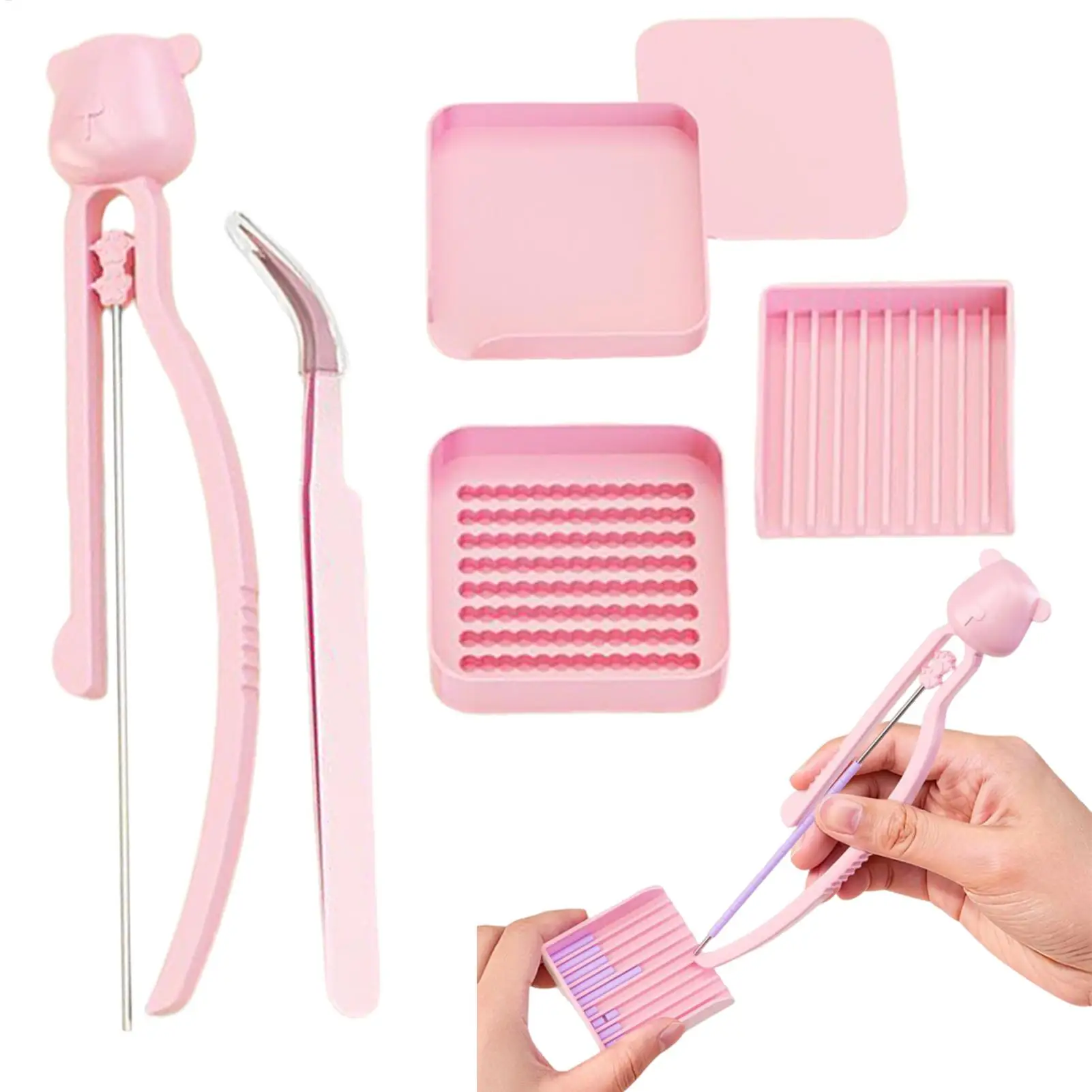 Kit de herramientas para abalorios: Bandeja de recogida de abalorios, aguja, pinzas, herramienta para perlas, cuchara, suministros para manualidades y abalorios, accesorios DIY hechos a mano