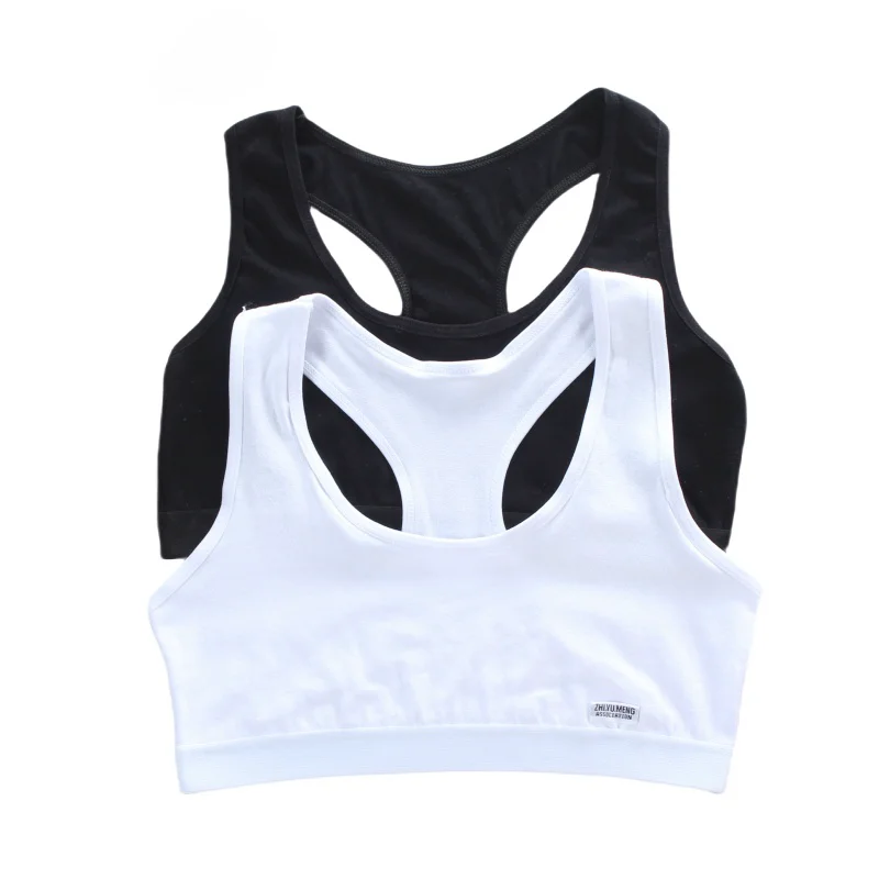 2Pcs Gift Girl Bra Teen Crop Top Underwear Vest Racerback Puberty Sport Training Bras Letter Streetwear Tube Top 8-16Y