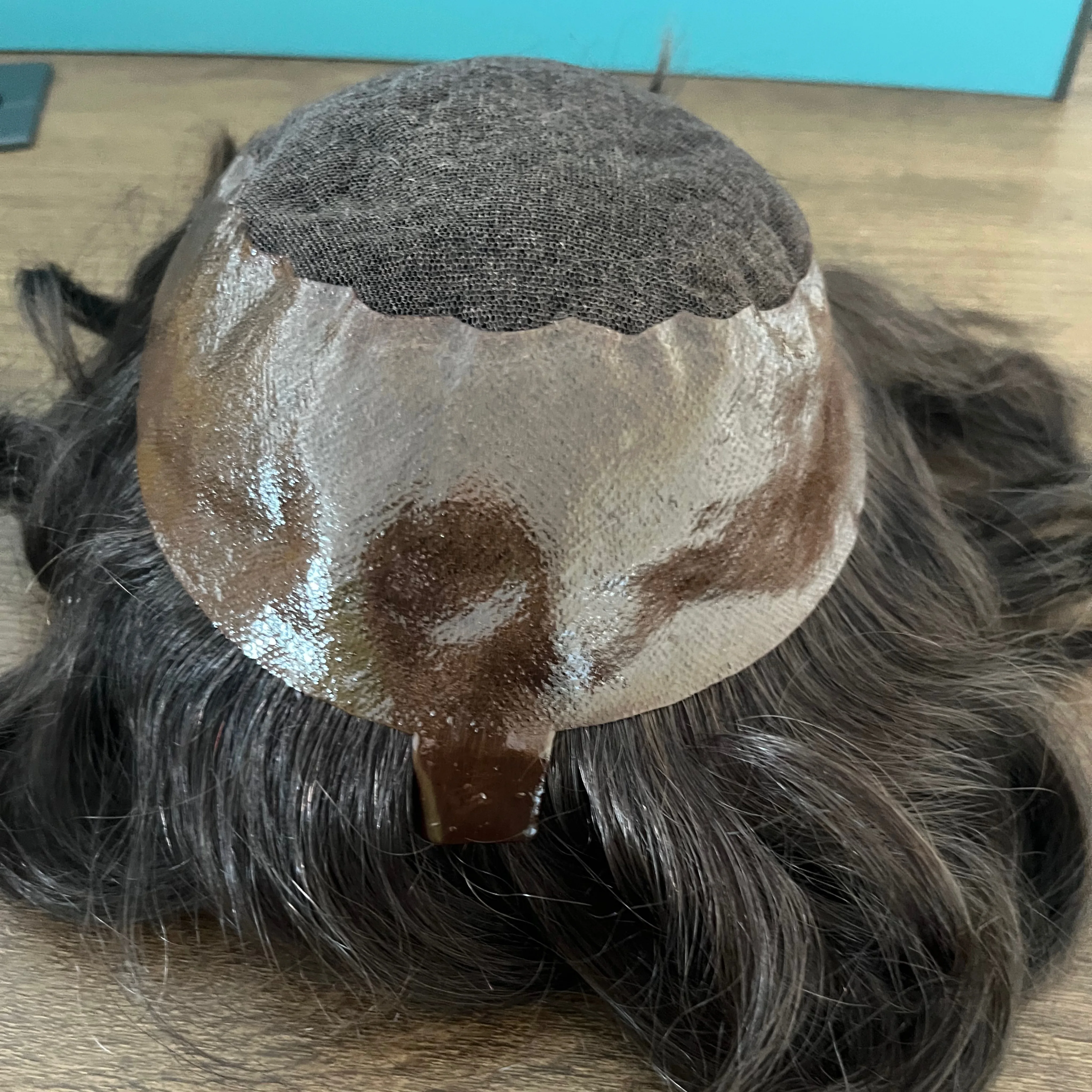 

Парик из натуральных человеческих волос для мужчин, удобный мягкий парик Q6swiss Lace и PU Base Man # 4-я система замены человеческих волос Remy среднего коричневого цвета