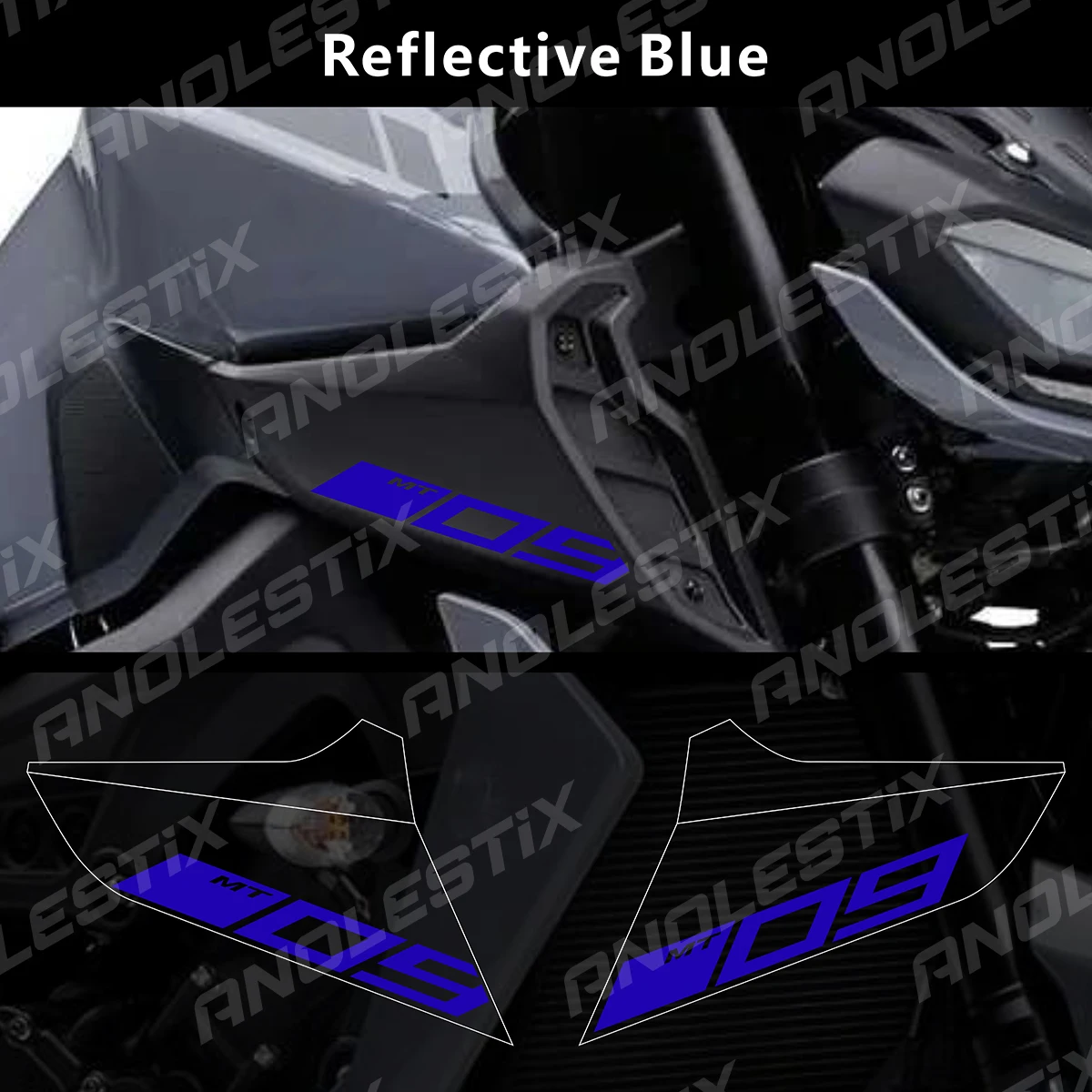 AnoleStix-Juego de logotipos reflectantes para motocicleta, calcomanías con emblema de entrada de aire para YAMAHA MT09, MT-09 SP, 2017, 2018, 2019, 2020