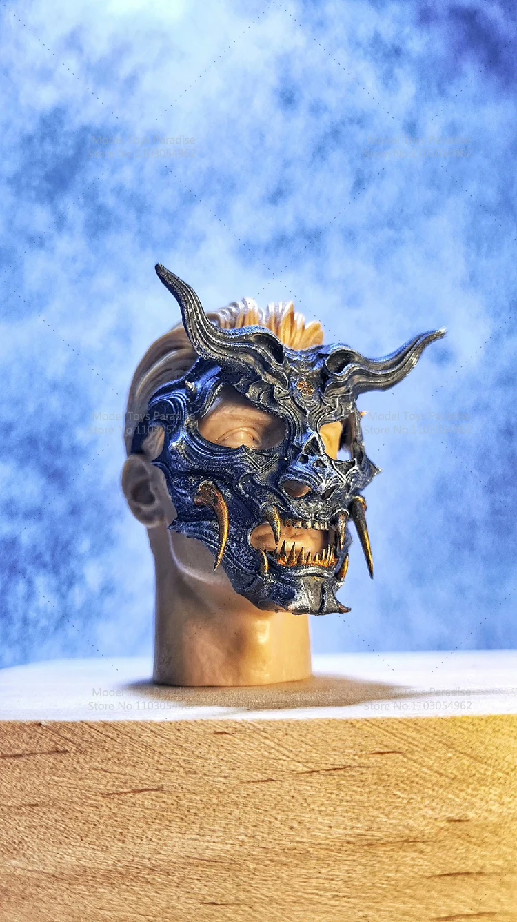 Maska Hannya w stylu mechanicznego punku, skala 1/6, japoński żołnierz, pasuje do figurek akcji 12-calowych.