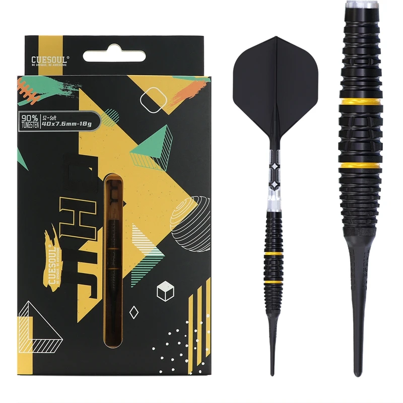 

CUESOUL JIHO S2 18/19g Soft Tip 90% Tungsten Dart Set with Titanium Coated and Unifying ROST T19 Flight