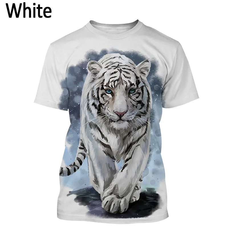 

New Fashion Animal White Tiger 3D Printing T-shirt Tiger Art Male/Female Cool Casual Shirt Unisex Harajuku Style Street T-shirt