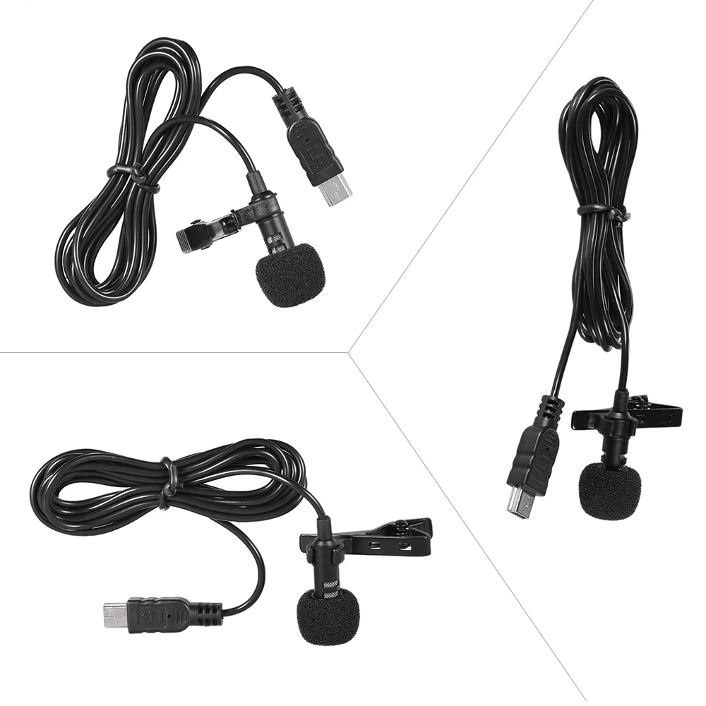 150cm Professional Mini USB Omni-Directional Stereo Mic Microphone with Collar Clip for Gopro Hero 3 3+ 4